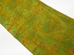 リサイクル　本場筑前博多格子に抽象模様織出し名古屋帯